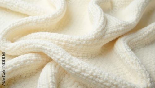 Soft, plush wool blanket, ivory hue, textured weave , Luxury, background, winter