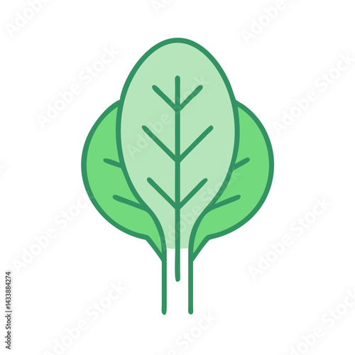 Minimalist Icon of Spinach Leaves with Distinct Vein Structure on Black Backdrop