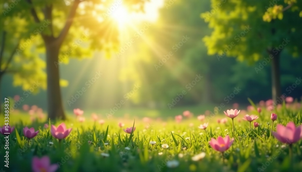 Obraz premium Abstract blurred nature scene, soft focus, calming hues, ambient, photo