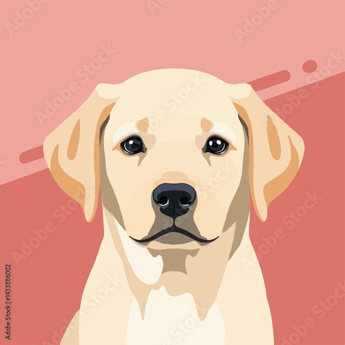 Illustrated Yellow Labrador Portrait on Pink Background