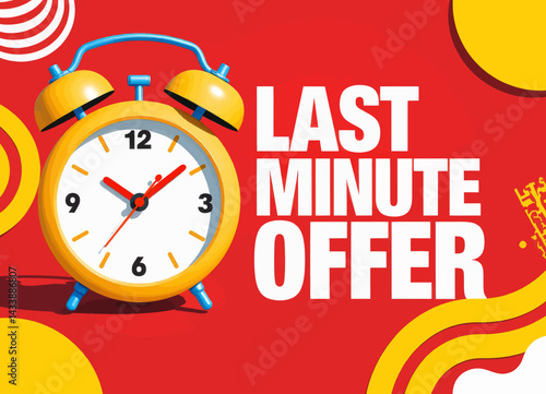 Last Minute Offer with Yellow Alarm Clock on Red