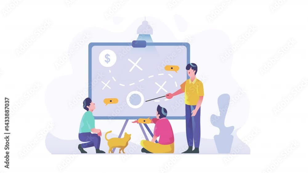 Funding Teamwork Scene Flat Illustration Funding Teamwork Scene Flat Illustration