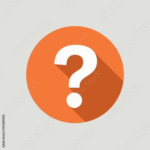 Orange Circle Question Mark Icon with Shadow