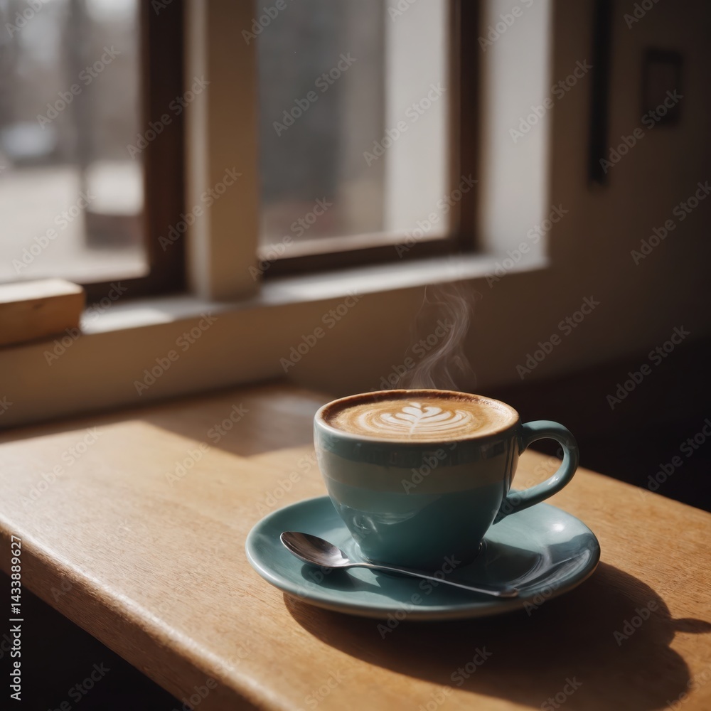 Fototapeta premium Latte Art Coffee by a Window