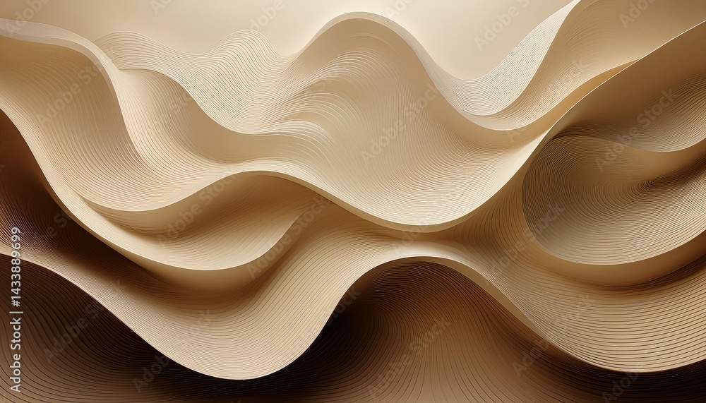 Obraz premium Exploring fluidity in design abstract cream waves contemporary art digital render minimalist environment aerial view aesthetic concept