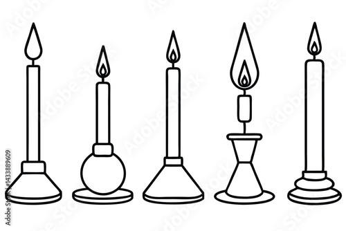 Bunsen Burners Icon Line Art