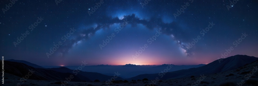Fototapeta premium Vast night sky, endless star trail across dark expanse, galaxy, celestial, cosmic dust