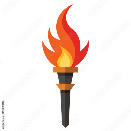 torch fire Illustration of a burning torch on a white background, vector illustration