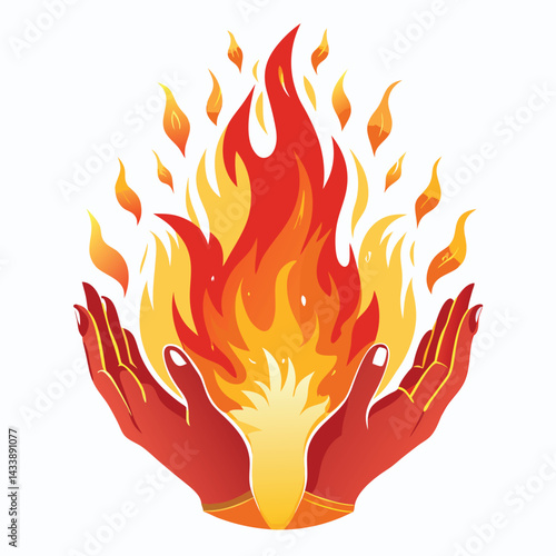 Fire Flame Burning Heat Red Yellow Vector Illustration White Background