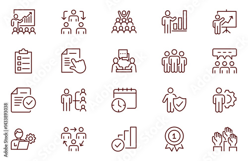Business Management line Icon set. Human Simple web icons set. business icon set line editable stroke