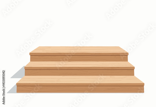 Three-Step Light Wood Platform on White