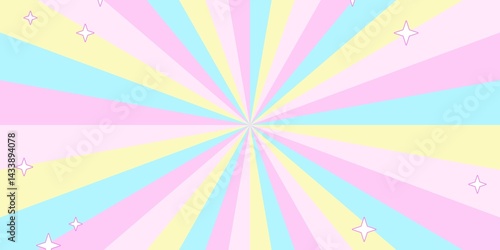 Whimsical Pastel Rainbow Background with Sparkle Stars