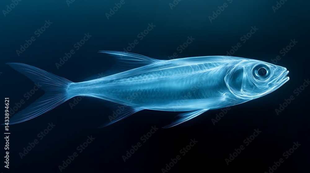 Fototapeta premium Glowing Fish with Underwater XRay.
