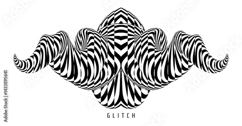 Black and white abstract striped background with optical illusion. Modern creative design. 3d surreal vector illustration for cover, card, postcard, interior design, decor or print.