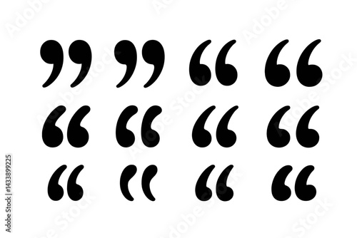 Collection of speech quotation marks in various styles for design or graphic use