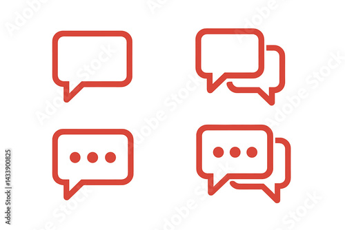 Icon set featuring diverse speech bubble designs suitable for digital communication and social media use
