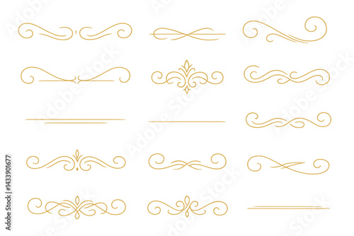 Elegant gold icon set featuring ornate borders and decorative elements for various design projects