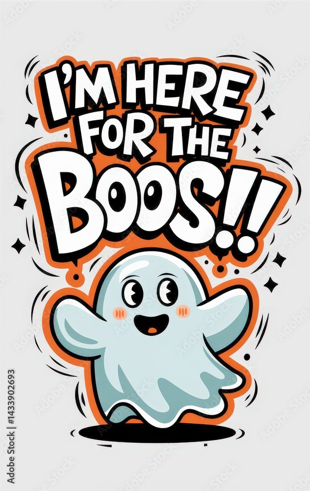 A cartoon ghost with the words A cartoon ghost with the words