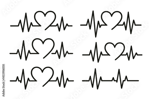 Collection of heart rate and heartbeat icons suitable for various health and wellness themes