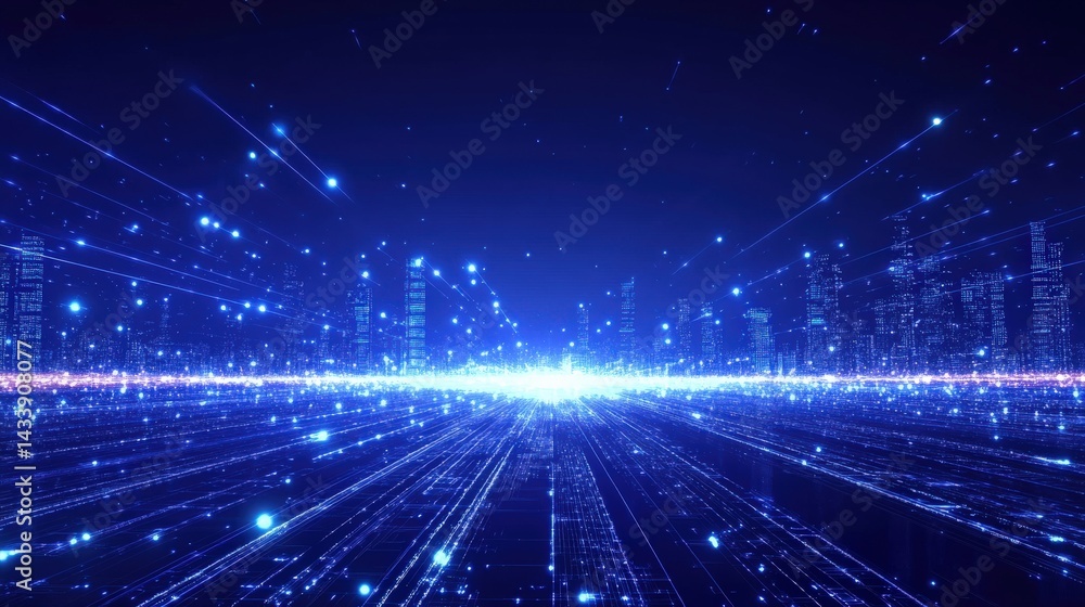 Obraz premium Digital City Network Future Technology