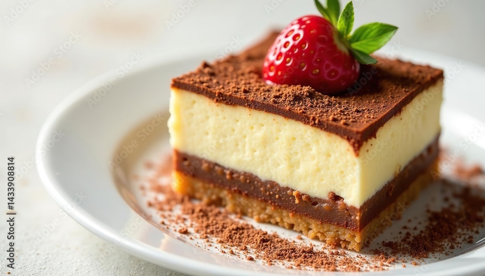 Close-up of a single serving of tiramisu, showing texture and detail , background, coffee, cuisine Close-up of a single serving of tiramisu, showing texture and detail , background, coffee, cuisine