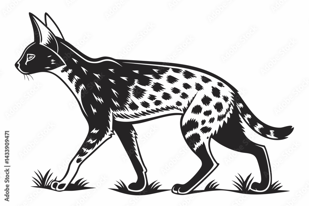 Fototapeta premium serval sihouette black vector