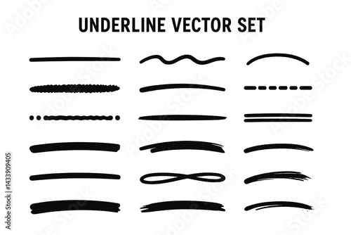 Creative underline vector set featuring diverse styles for graphic design projects and visual presentations