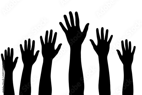 Hands raised in unity expressing support for social change and community initiatives