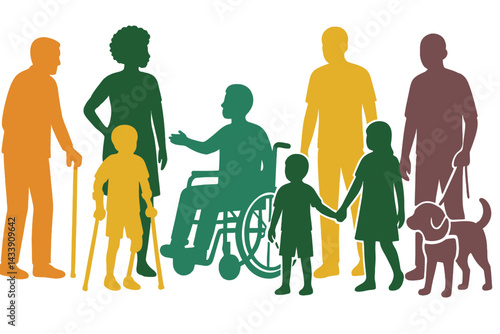Diverse group of people showcasing inclusivity and community engagement in an icon set