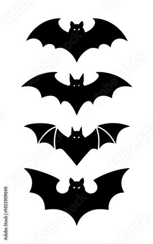 Unique Bat Silhouettes: Iconic Bat Symbol Designs for Halloween and Graphic Art