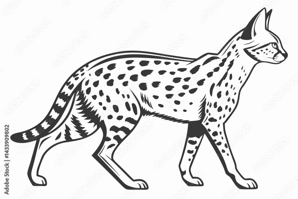 Fototapeta premium serval sihouette black vector