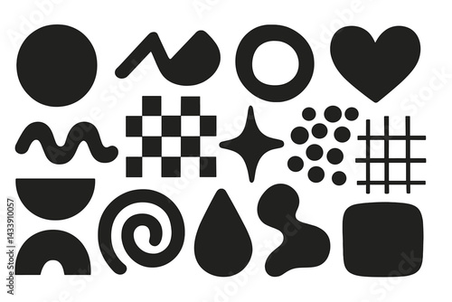 Icon set featuring abstract shapes and designs ideal for modern digital applications and creative projects