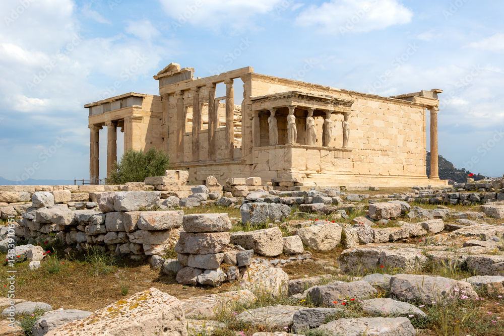 Fototapeta premium Caryatids of Erechtheion temple on Acropolis hill in Athens, Greece