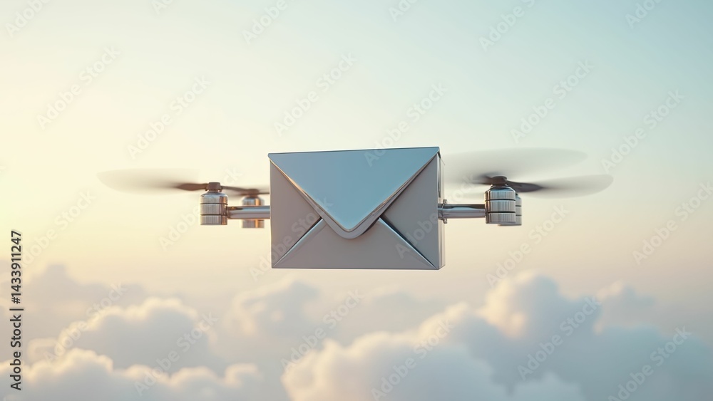 Fototapeta premium Floating Envelope on Neutral Background