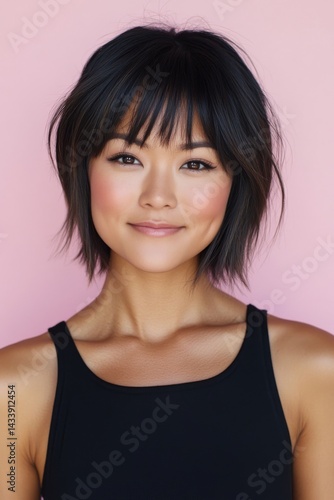 A stunning woman from South East Asia is shown taking care of her skin