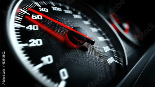 Close up on car speedometer