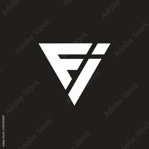 Triangle shape letter FI vector logo design.