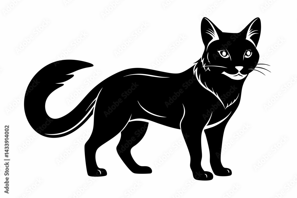 Obraz premium sand cat sihouette black vector