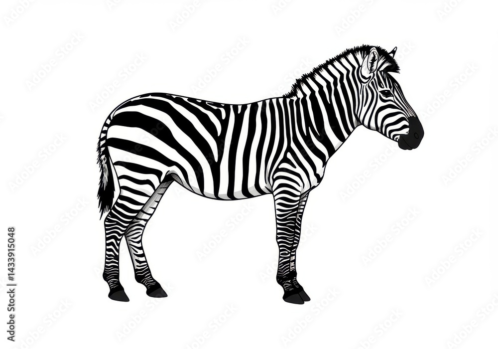 Obraz premium Standing zebra with black stripes