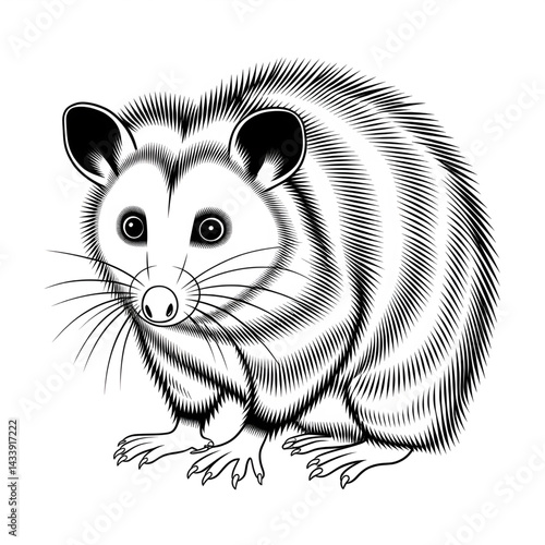 ‎A black and white mouse  line art of a coloring page