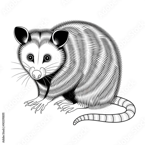 ‎A black and white mouse  line art of a coloring page