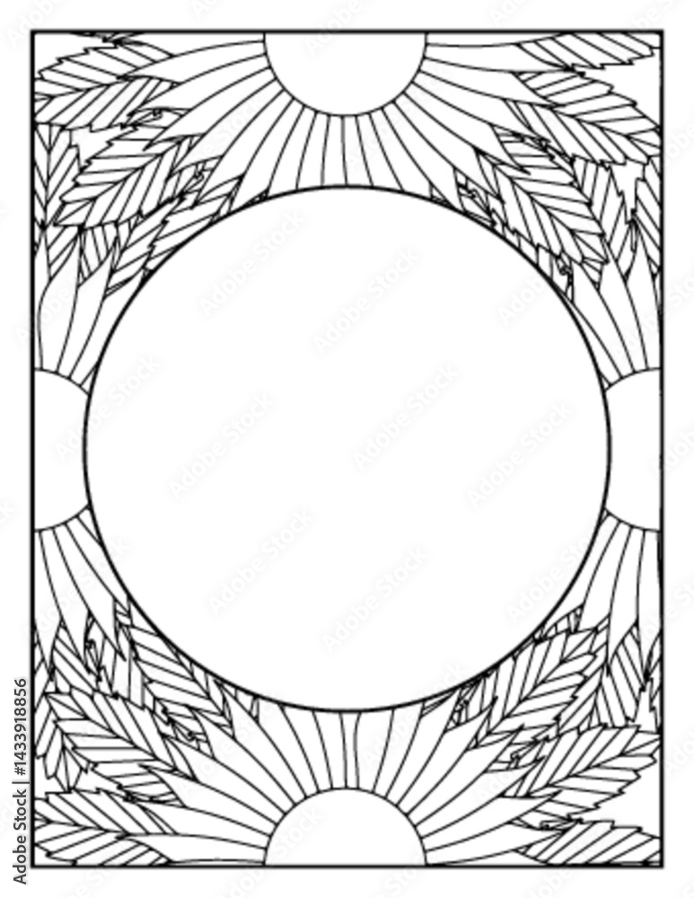 Obraz premium Flowers Circle Adult Coloring Pages