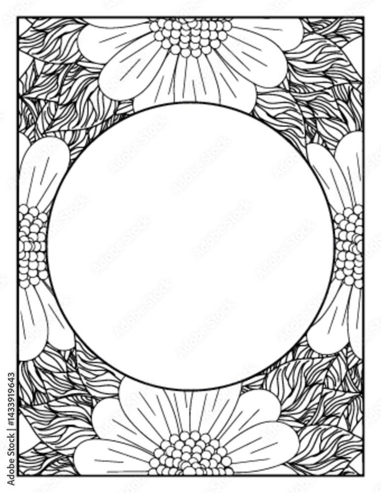 Obraz premium Flowers Circle Adult Coloring Pages