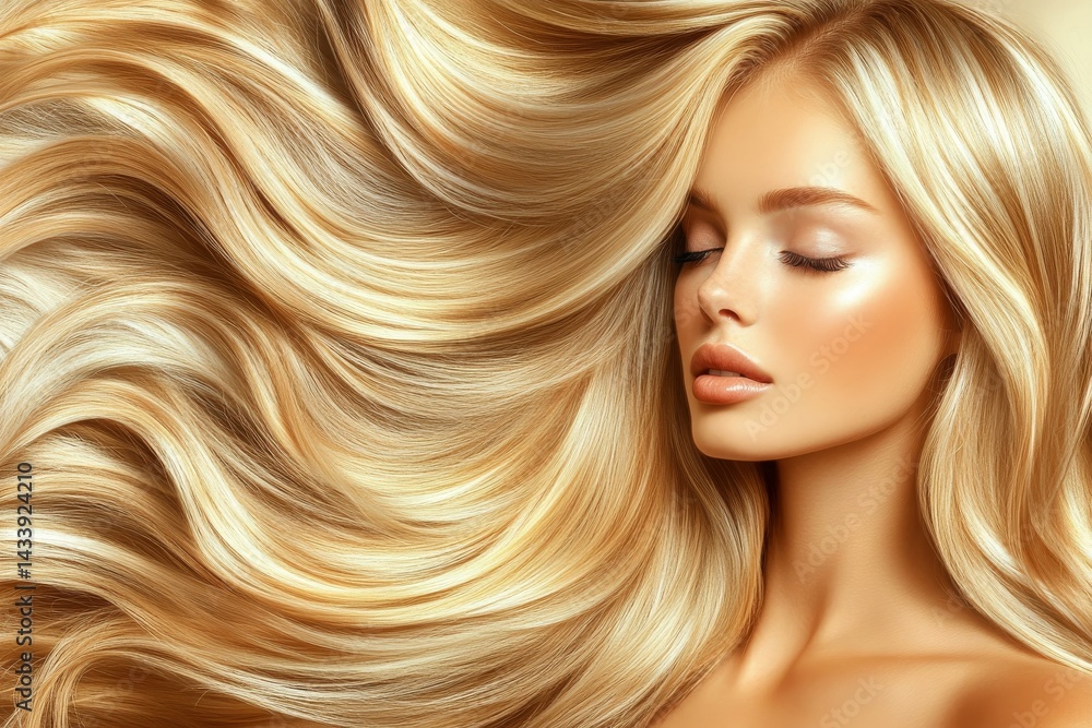 Obraz premium A stunning portrait of a woman featuring a flawless facial complexion is set against a plain white backdrop, accentuating her beautiful features and immaculate skin, all made possible by generative