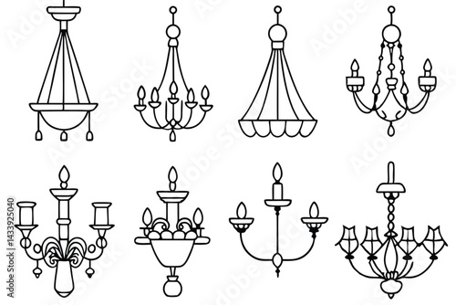 Chandeliers Crafted Style Line art