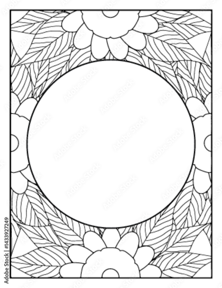 Obraz premium Flowers Circle Adult Coloring Pages