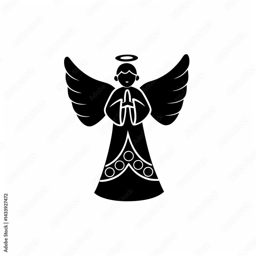 Fototapeta premium creative Silhouette Angel Singing Icon Vector Illustration 