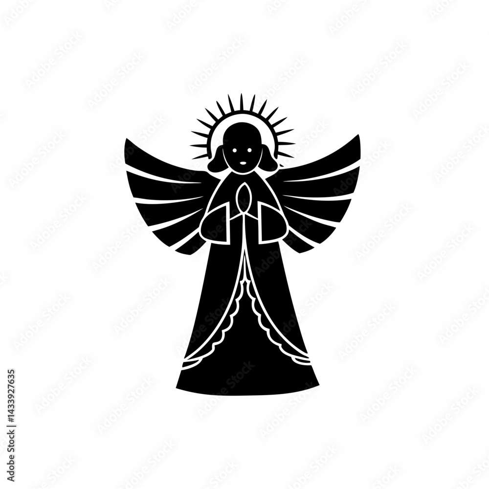 Fototapeta premium creative Silhouette Angel Singing Icon Vector Illustration 