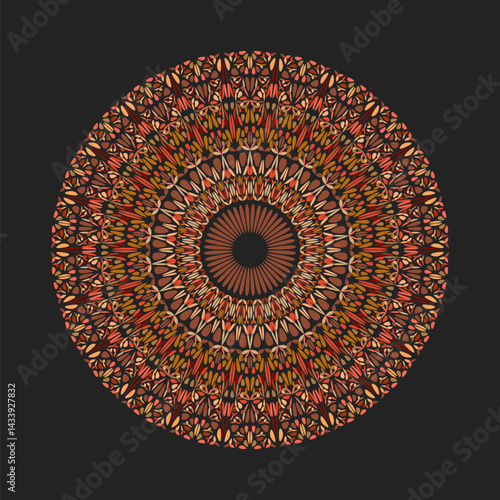 Round geometrical colorful floral ornament mandala - abstract ornamental vector graphic