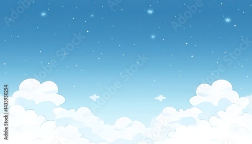 Night sky with fluffy clouds